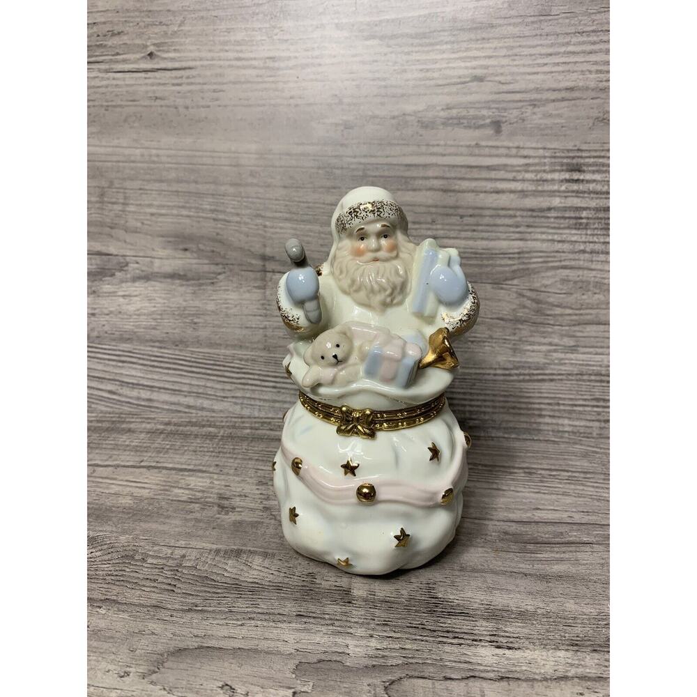 Vintage porcelain santa claus Hinged trinket box Imperial Collection